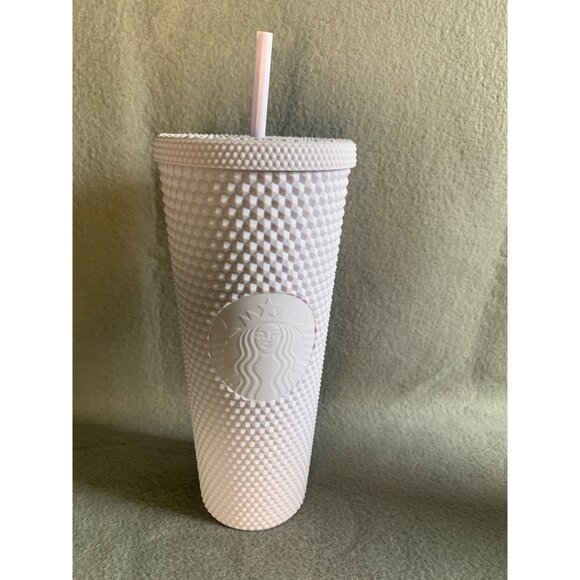 Starbucks Matte Lilac Lavender Bling Studded Tumbler Straw Cold Cup 24oz - New - Picture 7 of 9